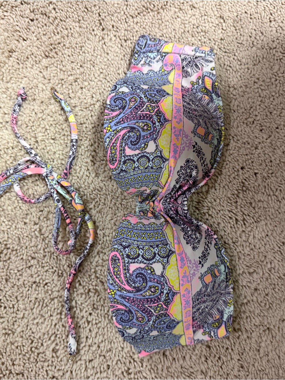 Victoria's Secret Paisley Bandeau Bikini Top in Pink, Blue & Yellow
